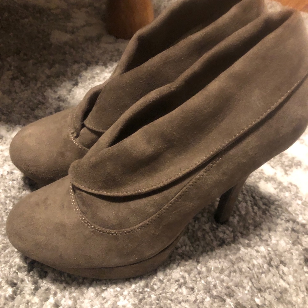 Mossimo Supply Co. Brown Suede Draped High Heel Ankle Booties